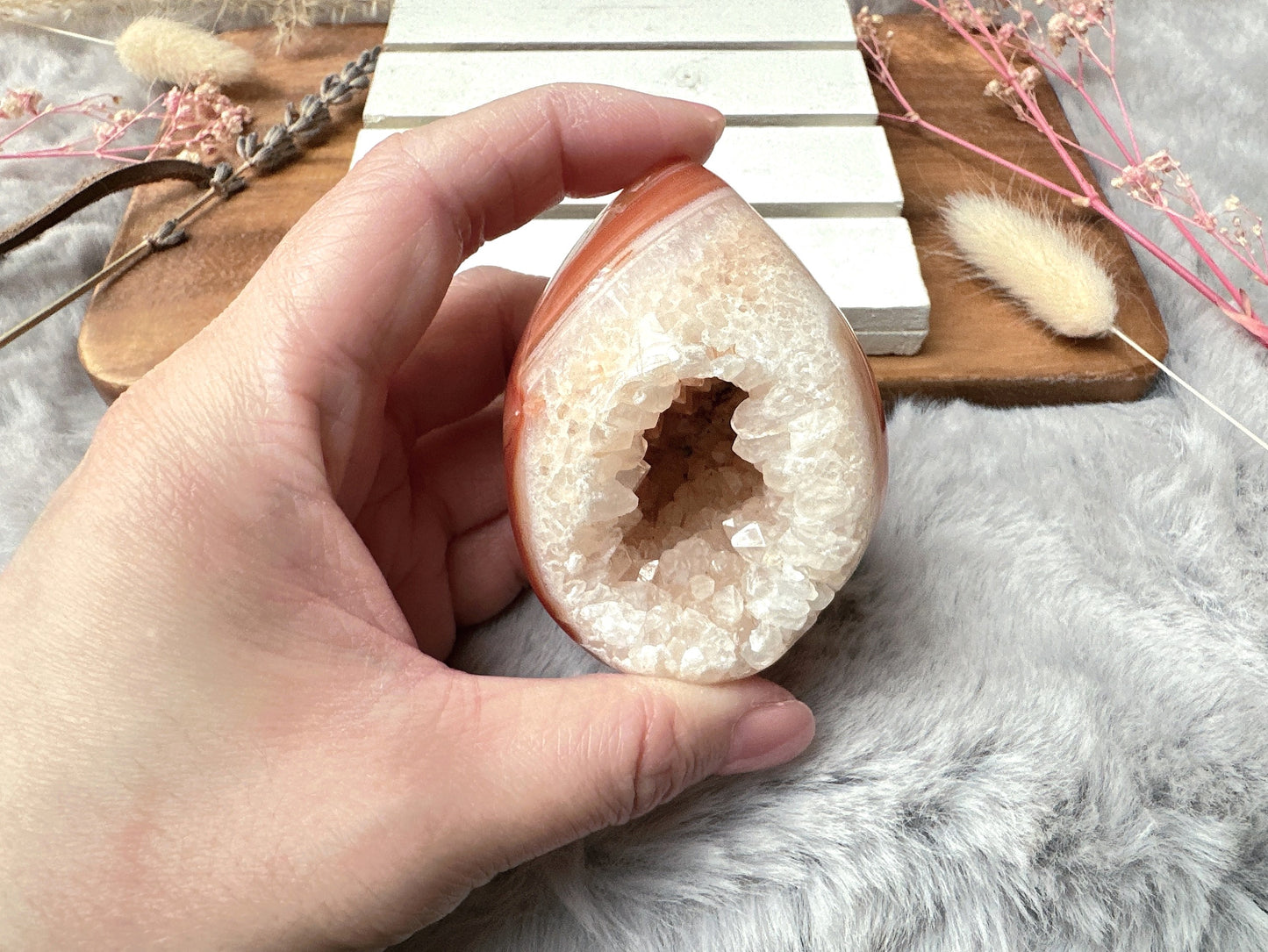 Small Carnelian Druzy Egg