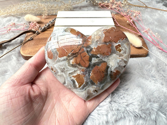 Brecciated Jasper with Quartz and Druzy Heart