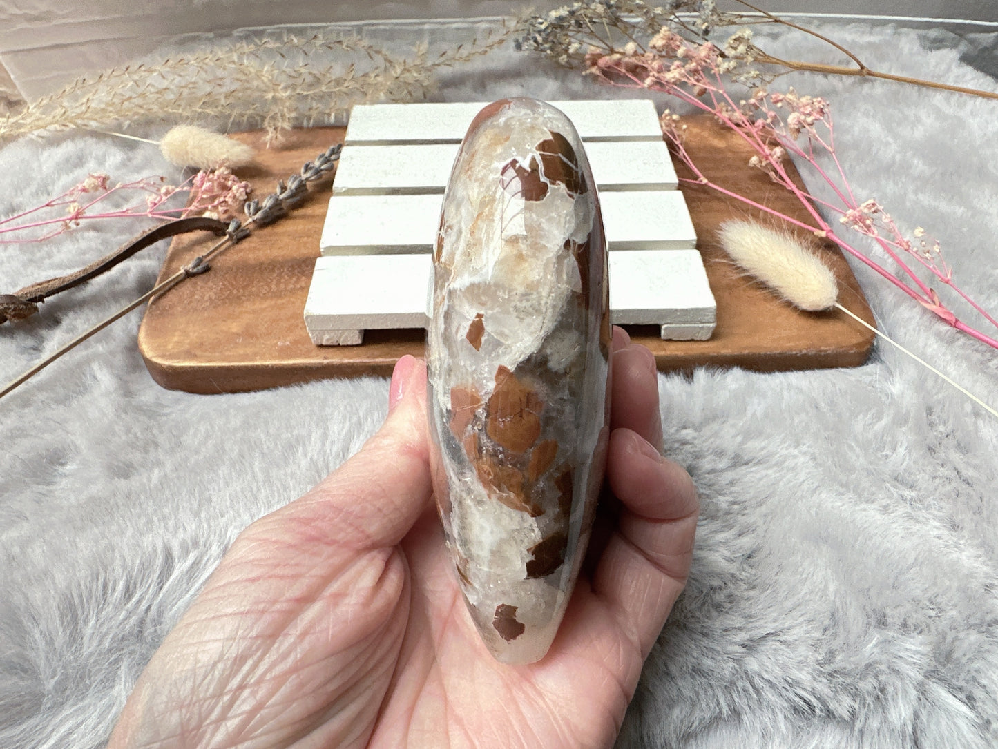 Brecciated Jasper with Quartz and Druzy Heart