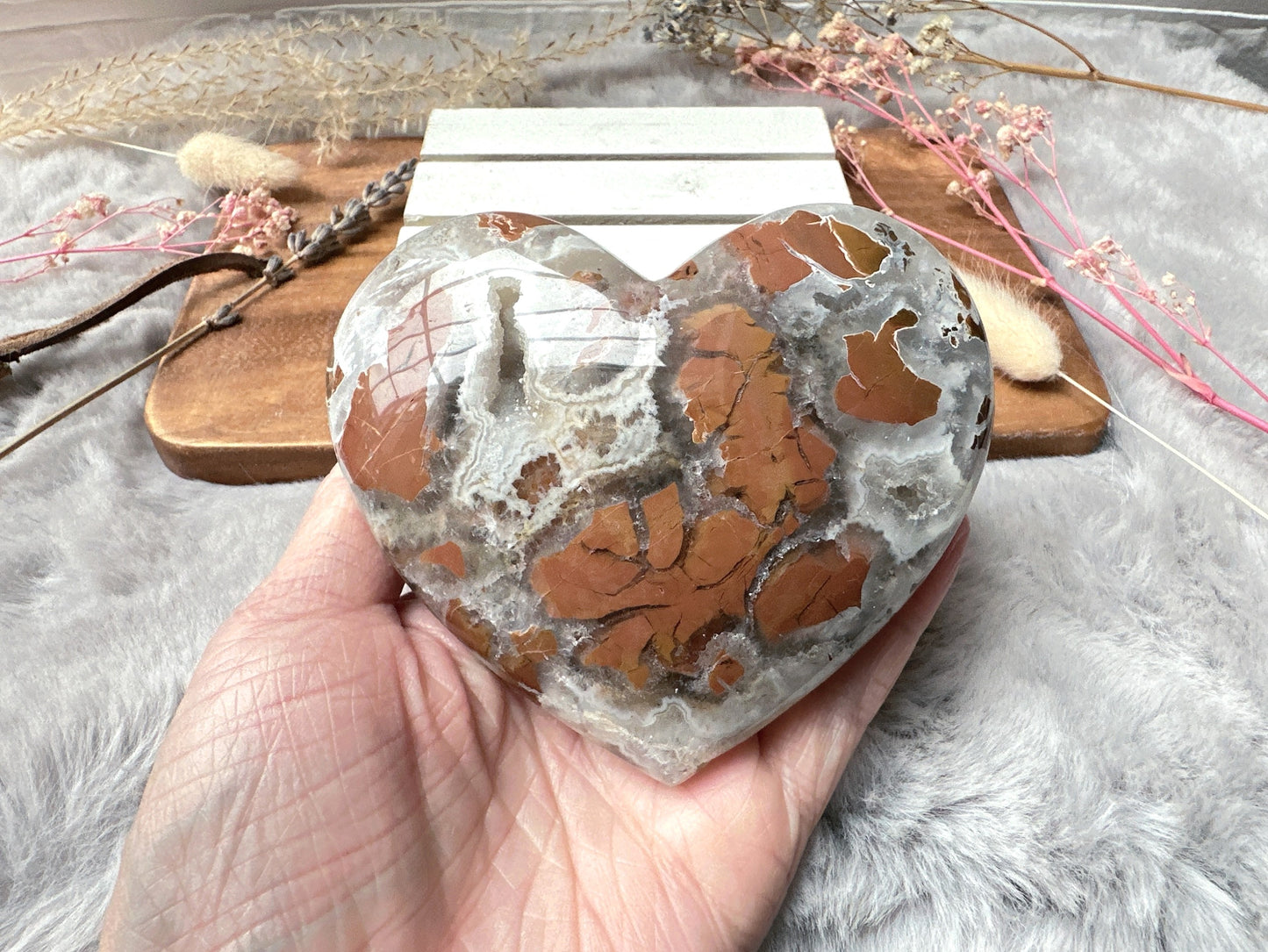 Brecciated Jasper with Quartz and Druzy Heart