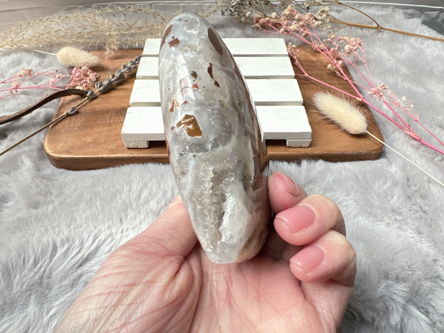 Brecciated Jasper with Quartz and Druzy Heart