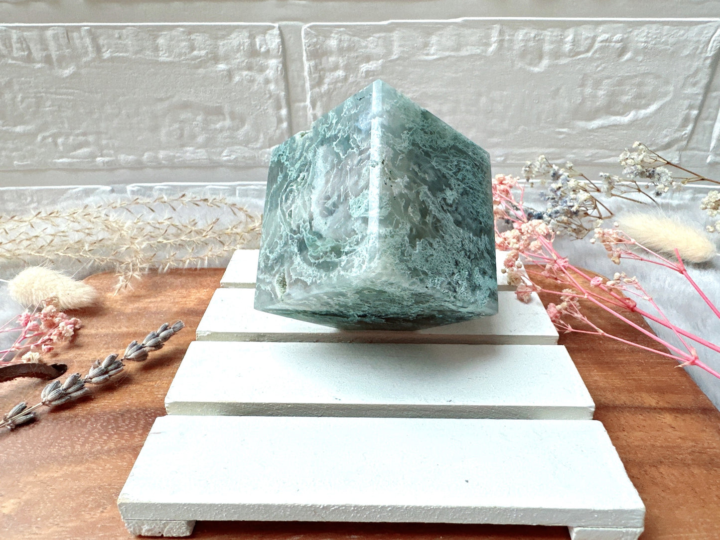 Moss Agate Cube