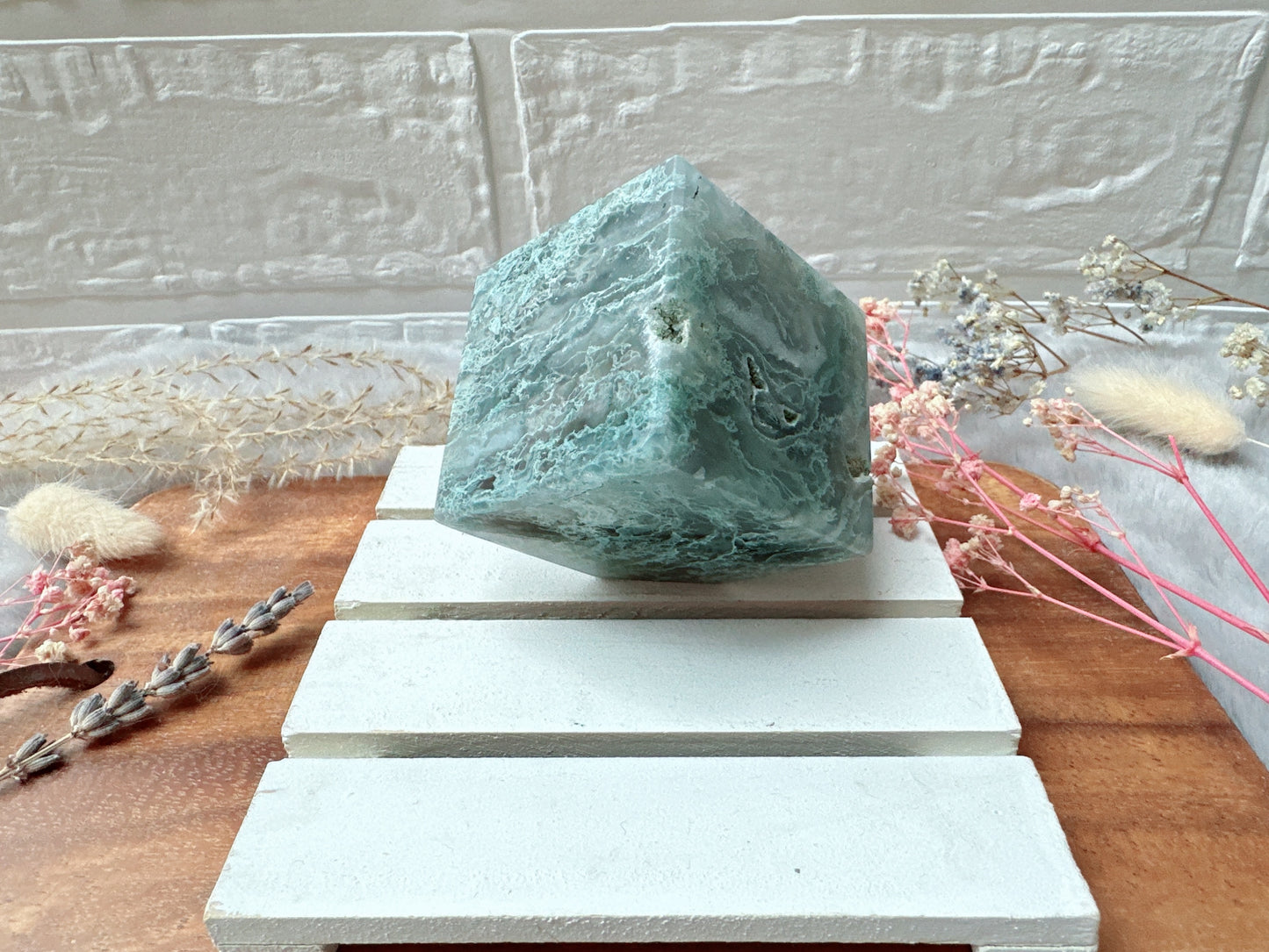 Moss Agate Cube