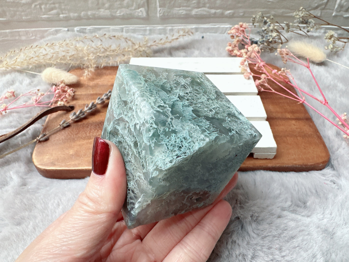 Moss Agate Cube