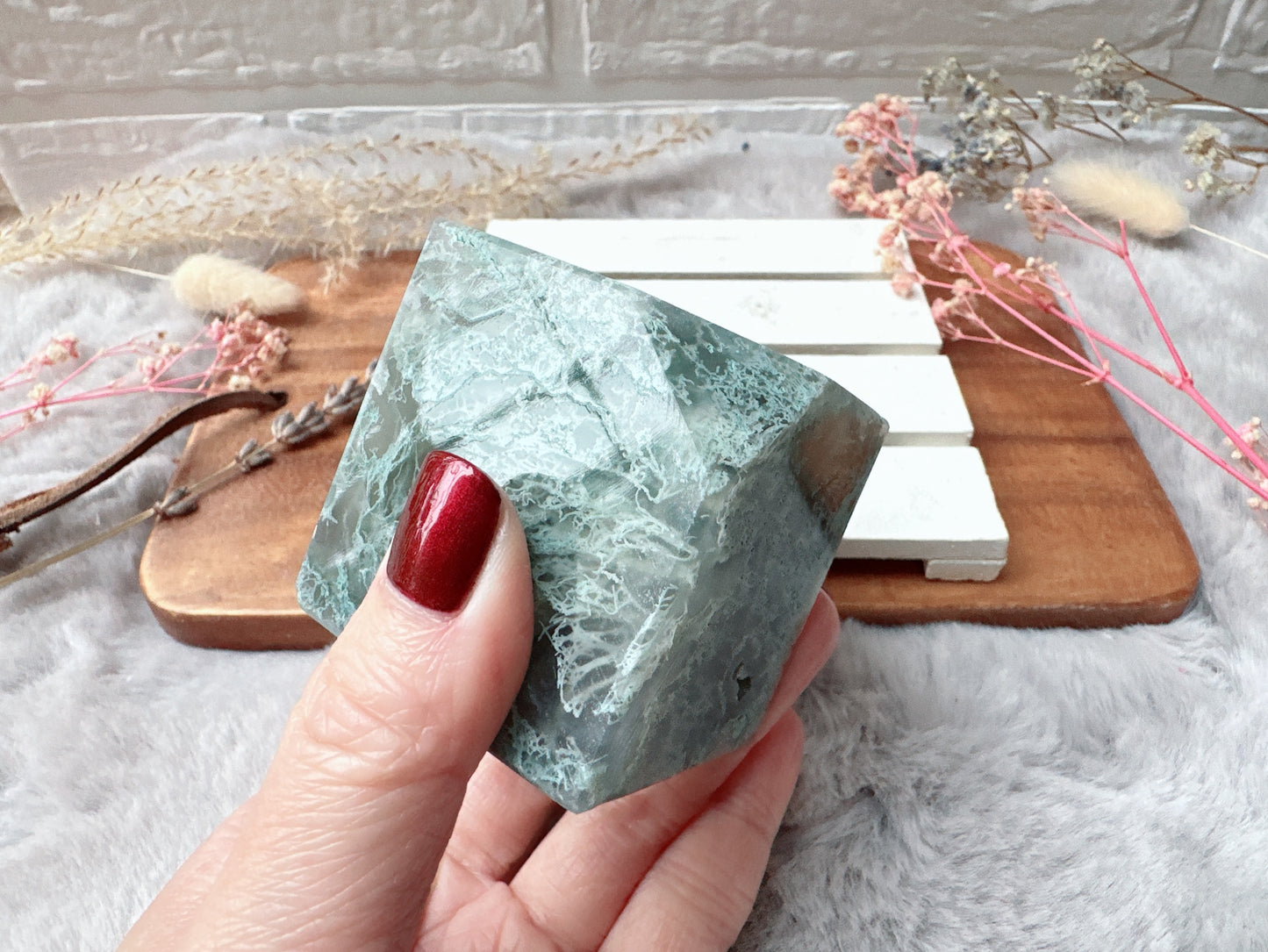 Moss Agate Cube