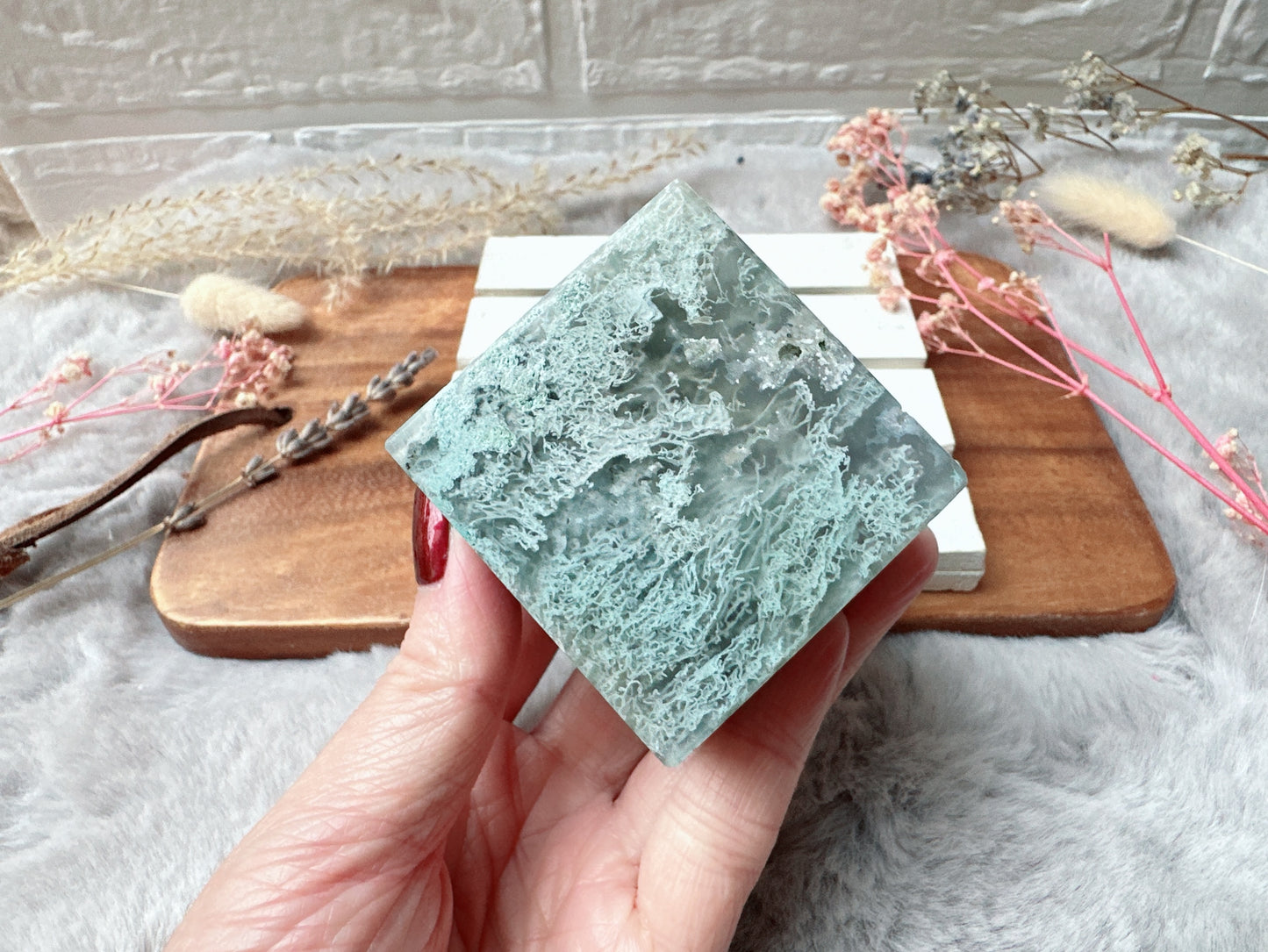 Moss Agate Cube
