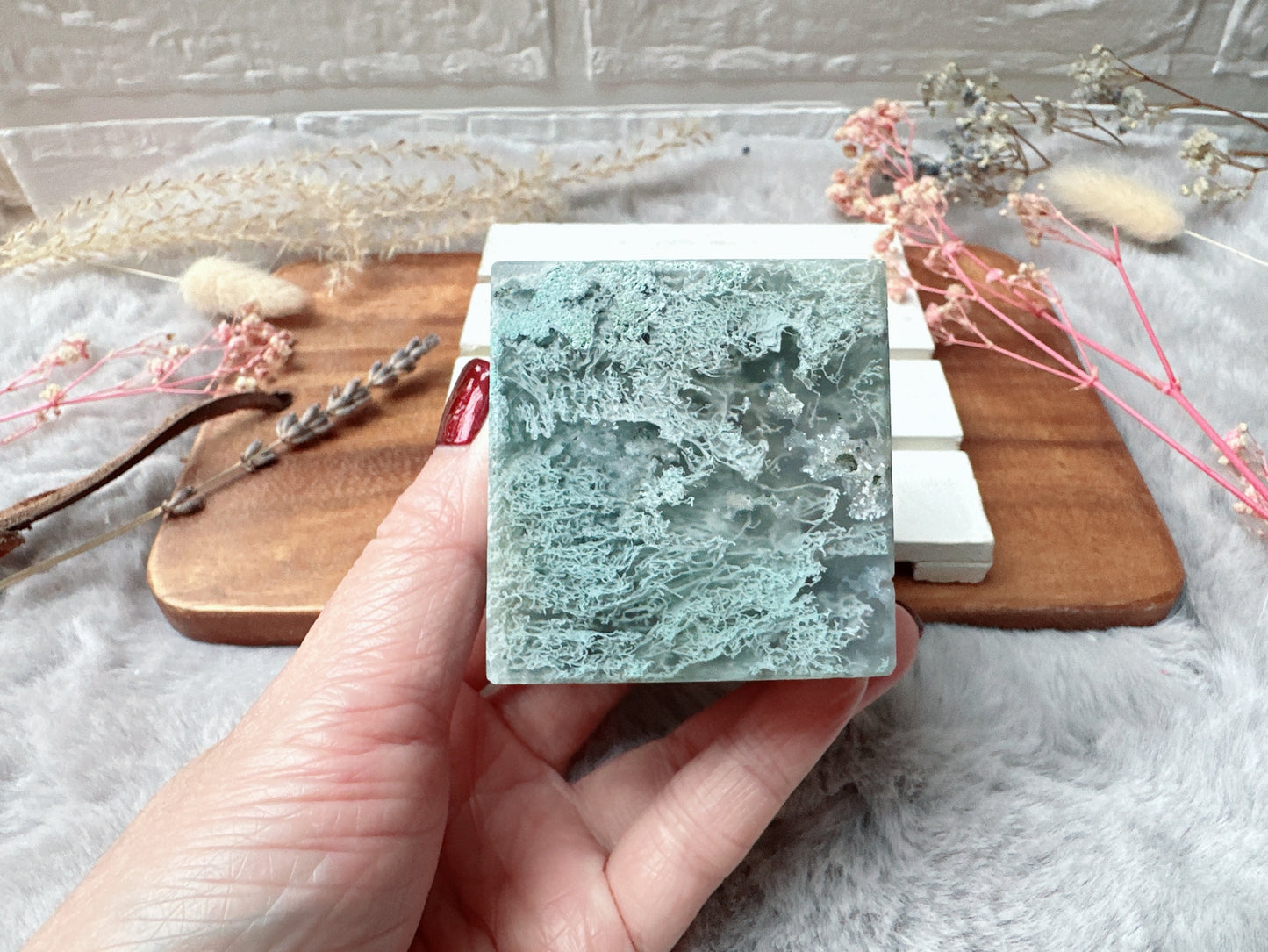 Moss Agate Cube
