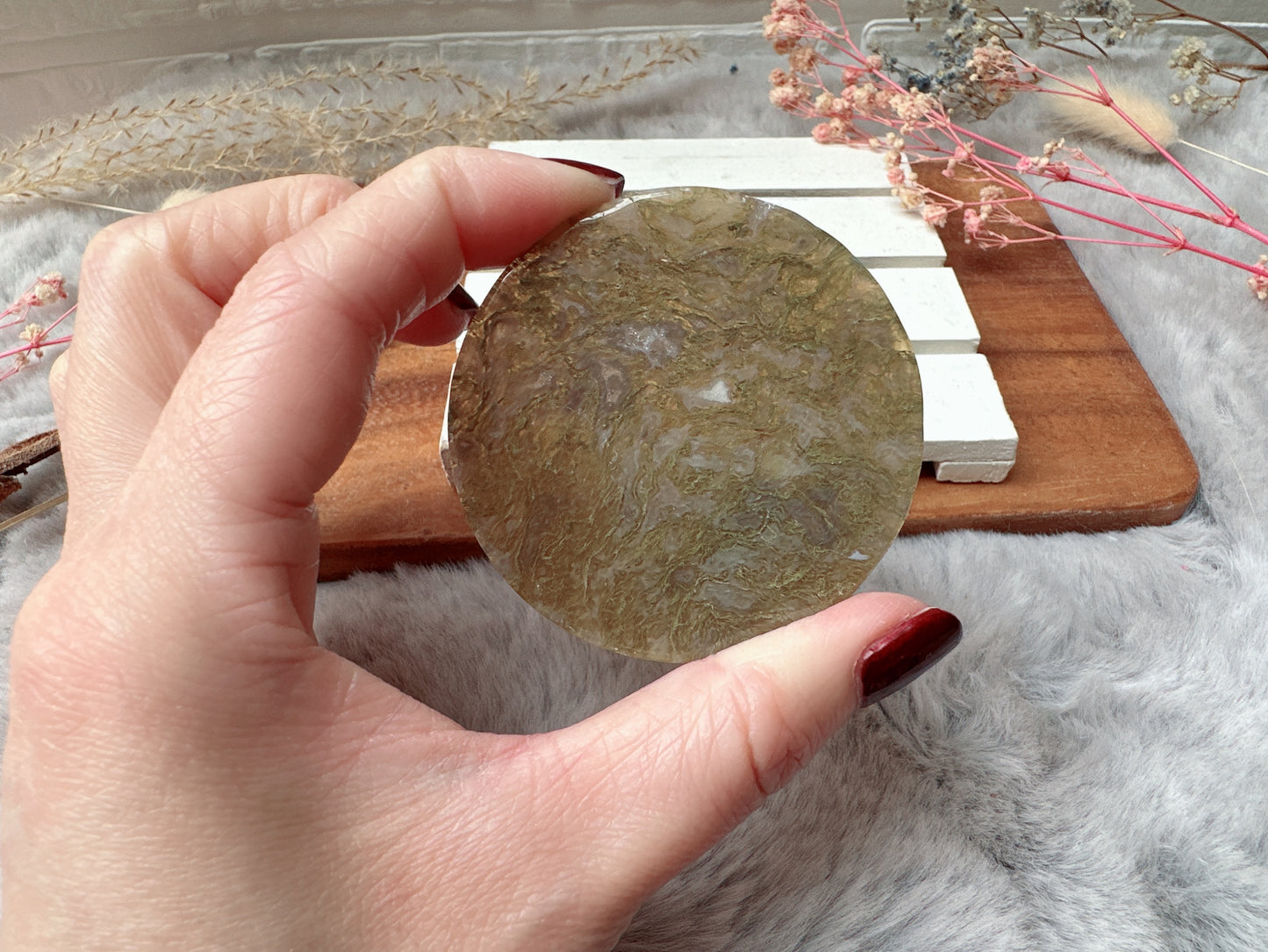 Small Moss Agate Round Slice