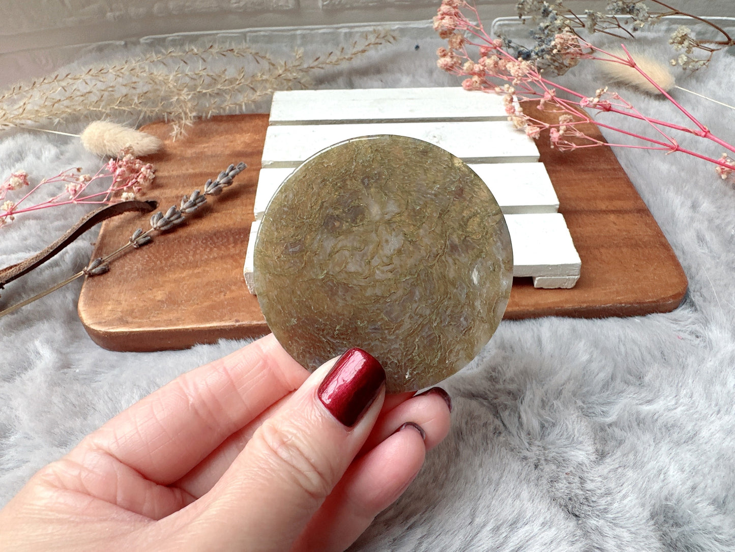 Small Moss Agate Round Slice