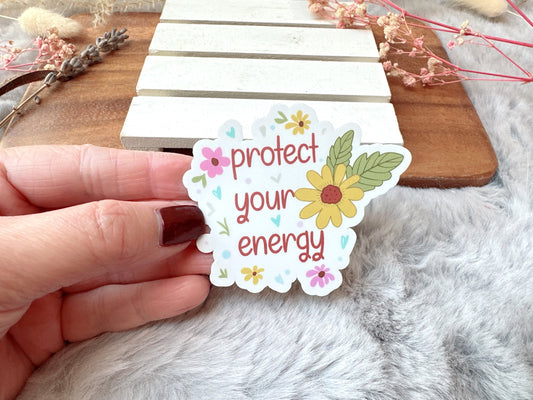 "Protect Your Energy" Flowers Sticker