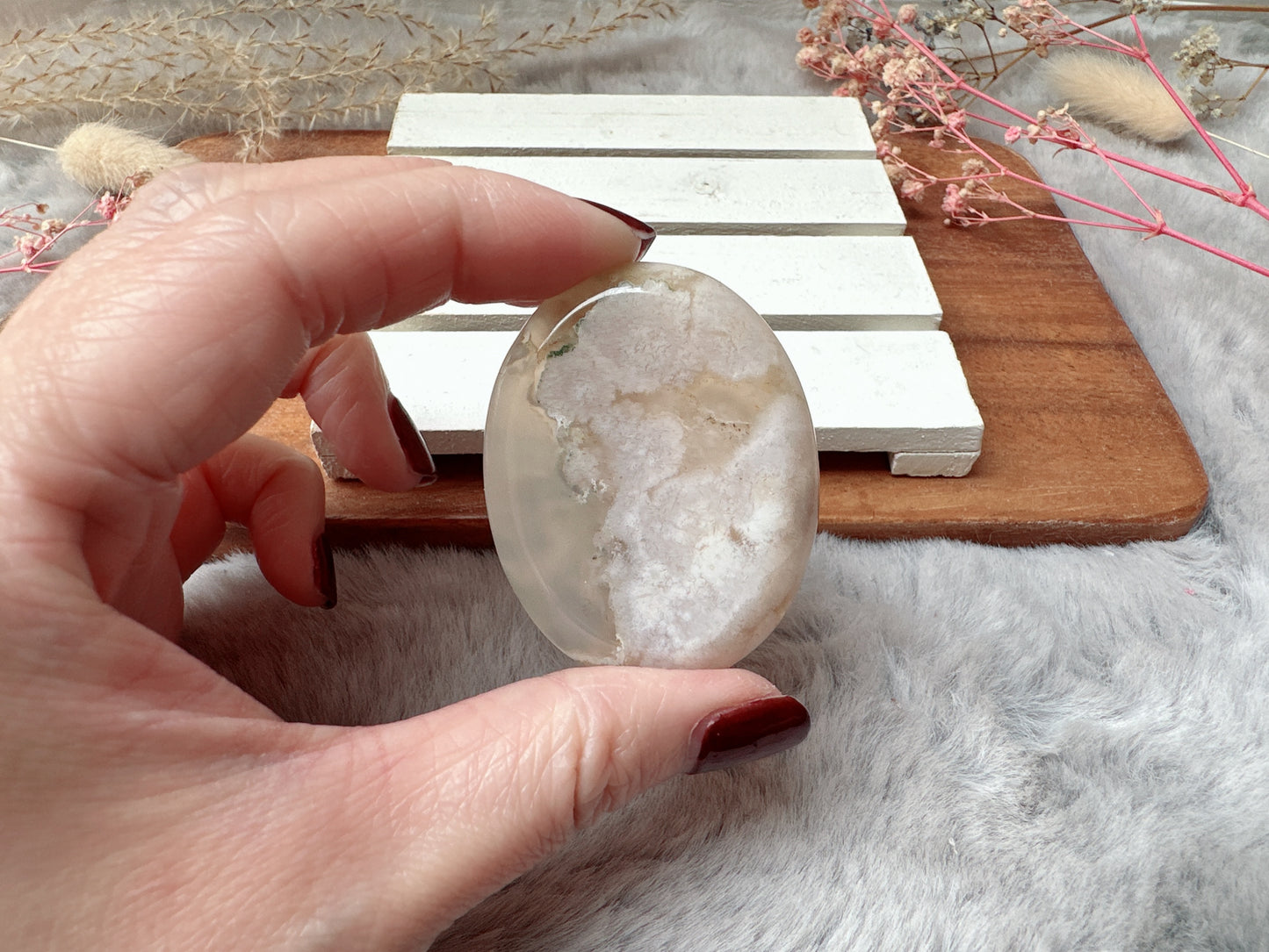 Flower Agate Worry Stone