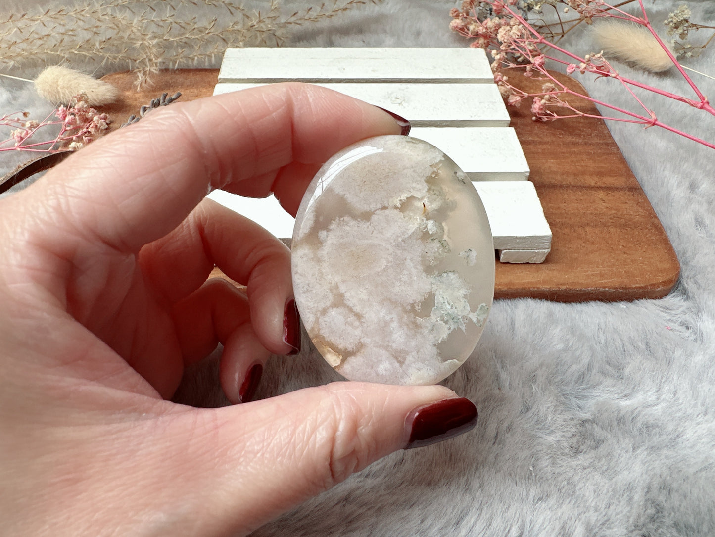 Flower Agate Worry Stone