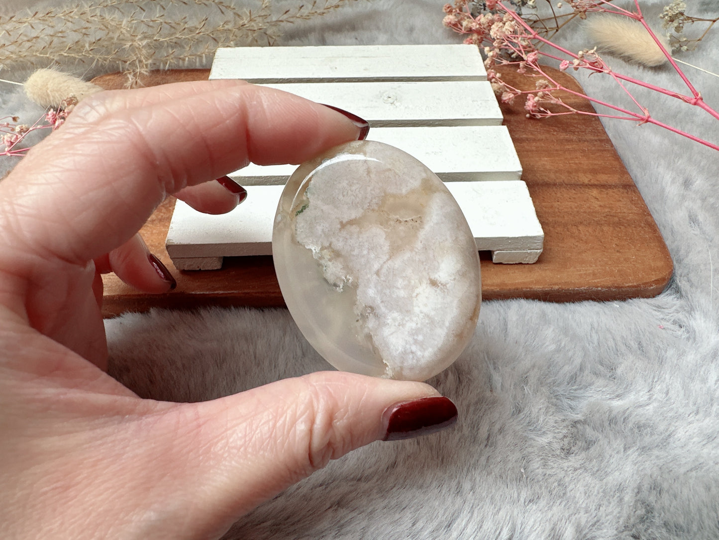 Flower Agate Worry Stone