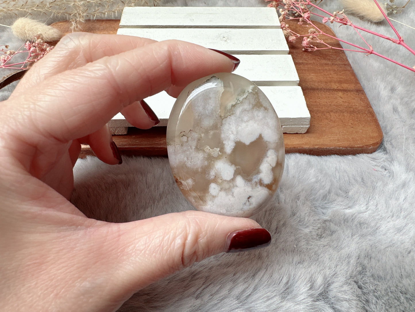 Flower Agate Worry Stone