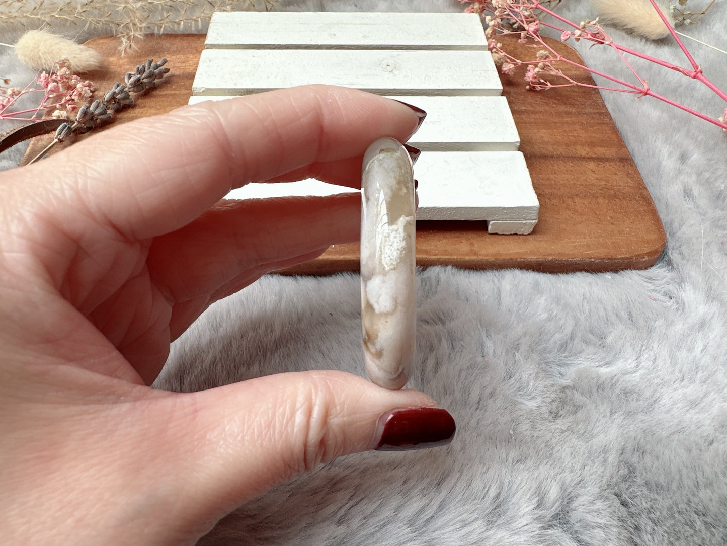 Flower Agate Worry Stone