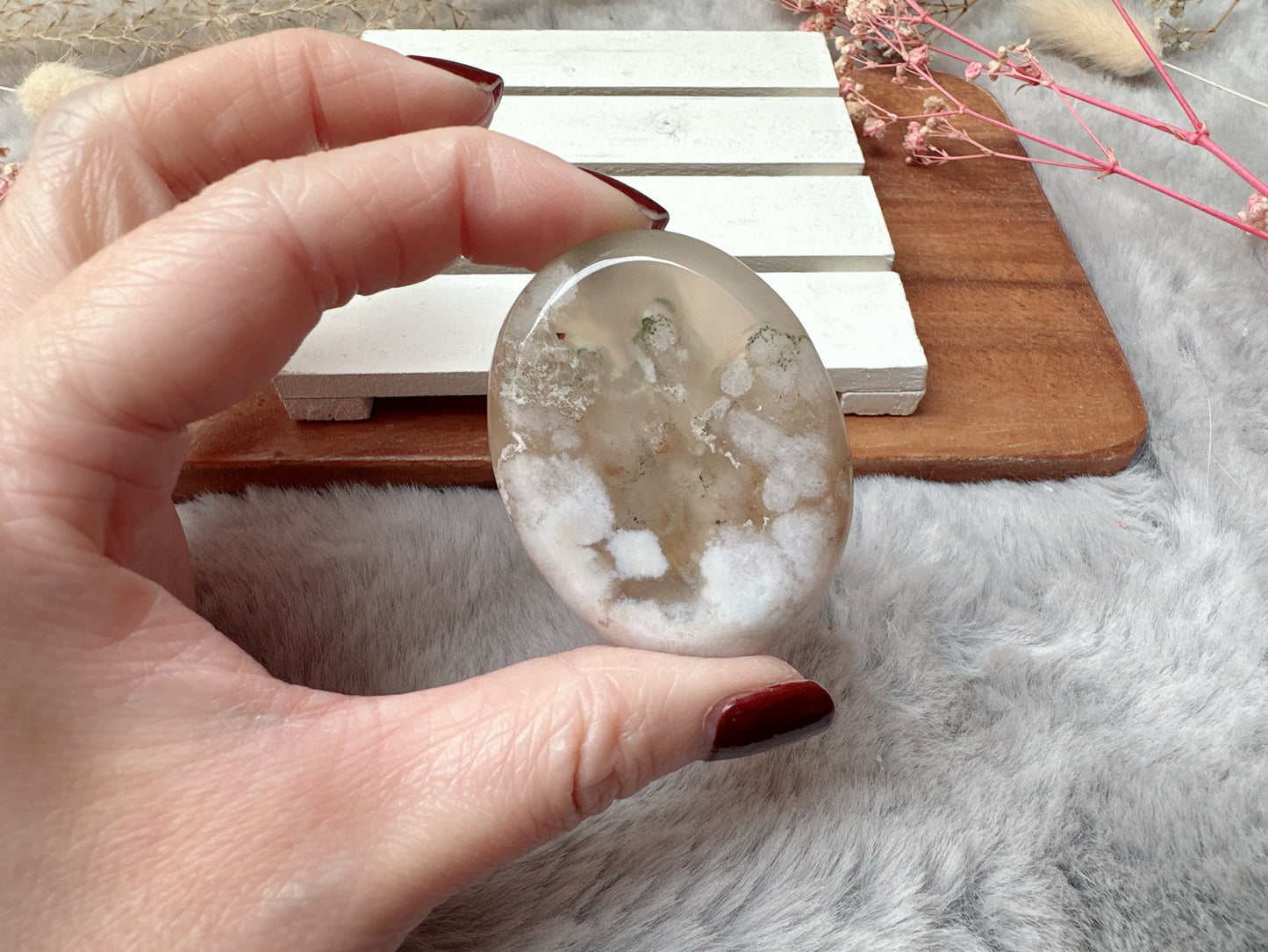 Flower Agate Worry Stone