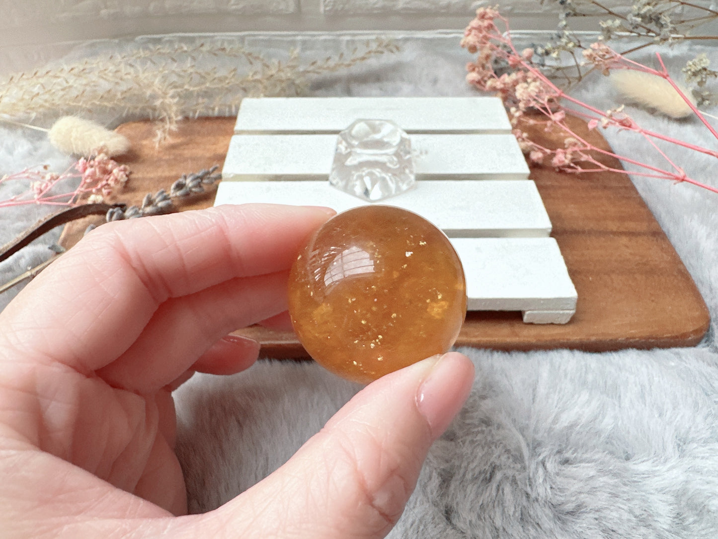 Small Yellow Fluorite with Mica Sphere