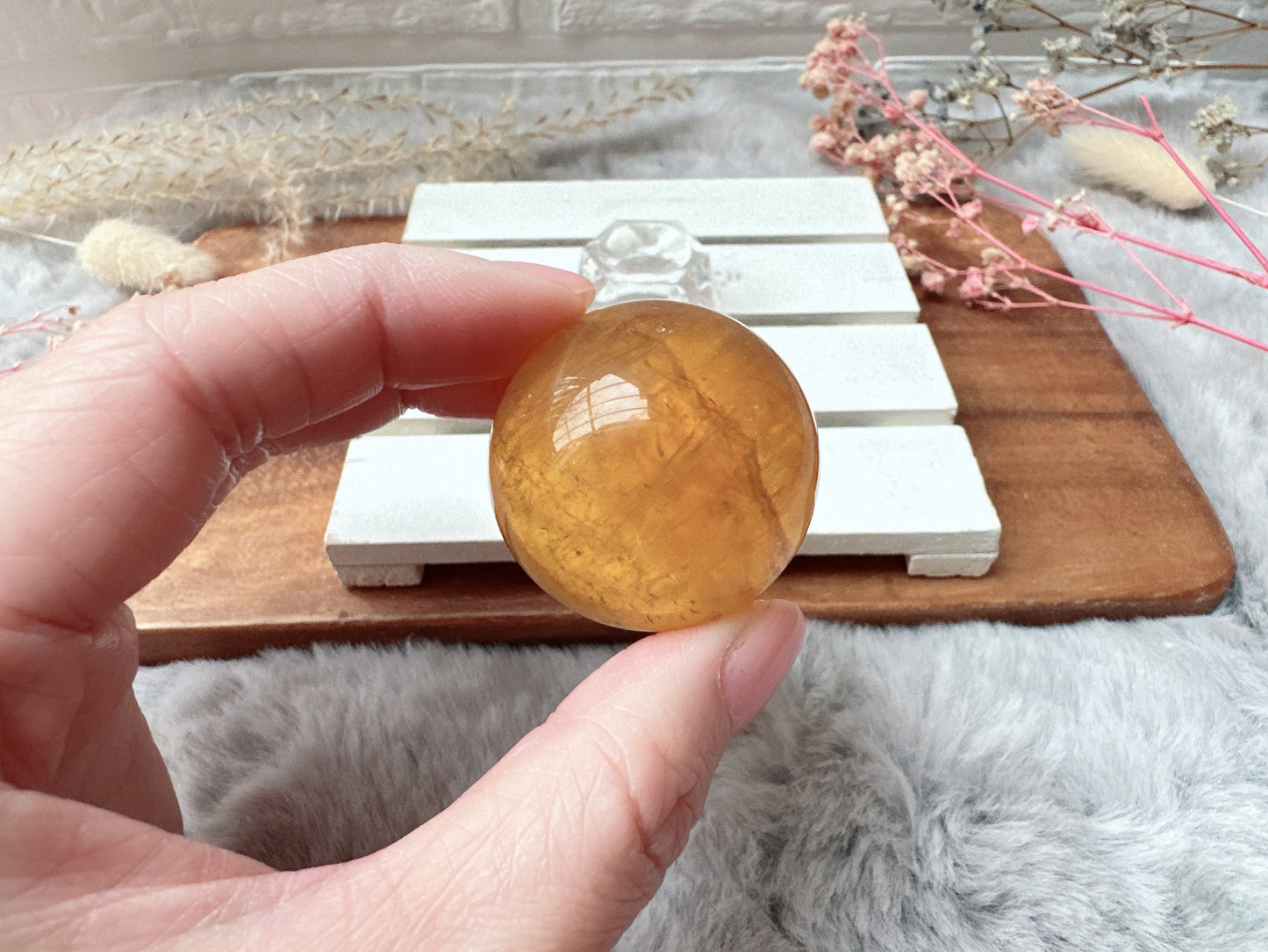 Small Yellow Fluorite with Mica Sphere