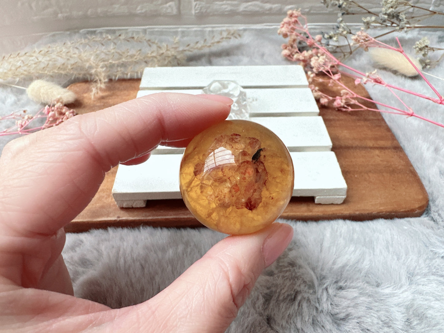 Small Yellow Fluorite with Mica Sphere