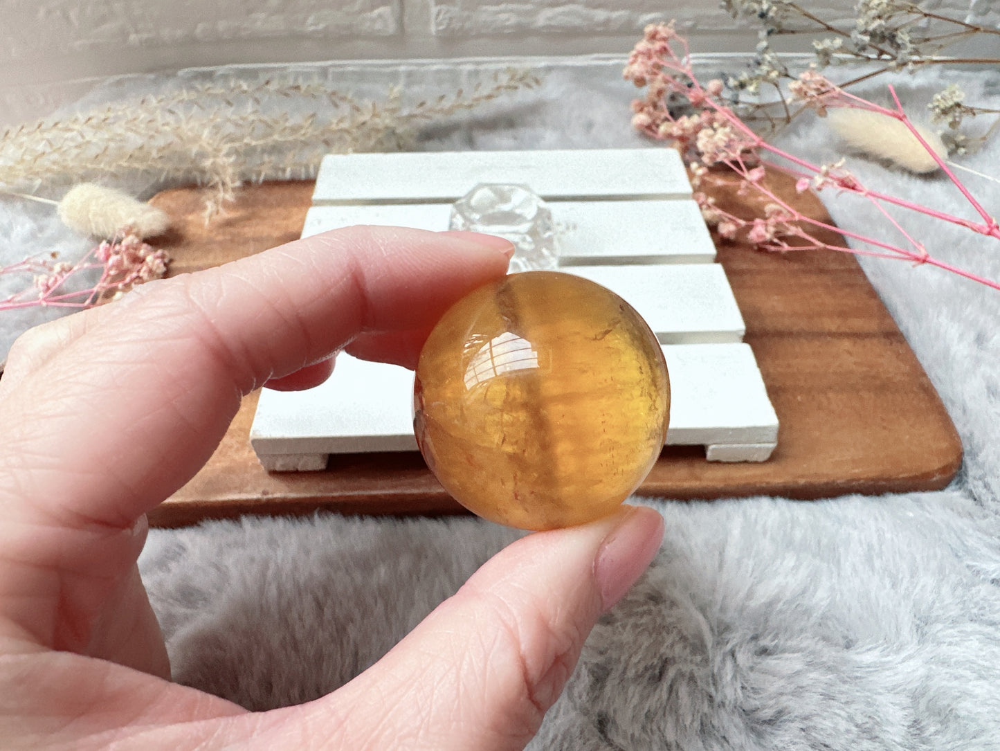 Small Yellow Fluorite with Mica Sphere