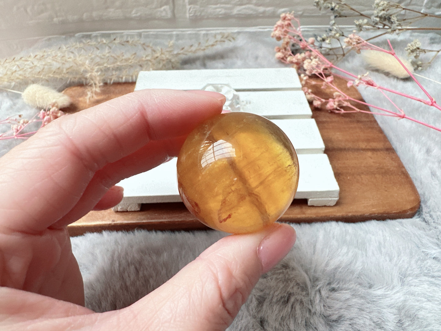 Small Yellow Fluorite with Mica Sphere