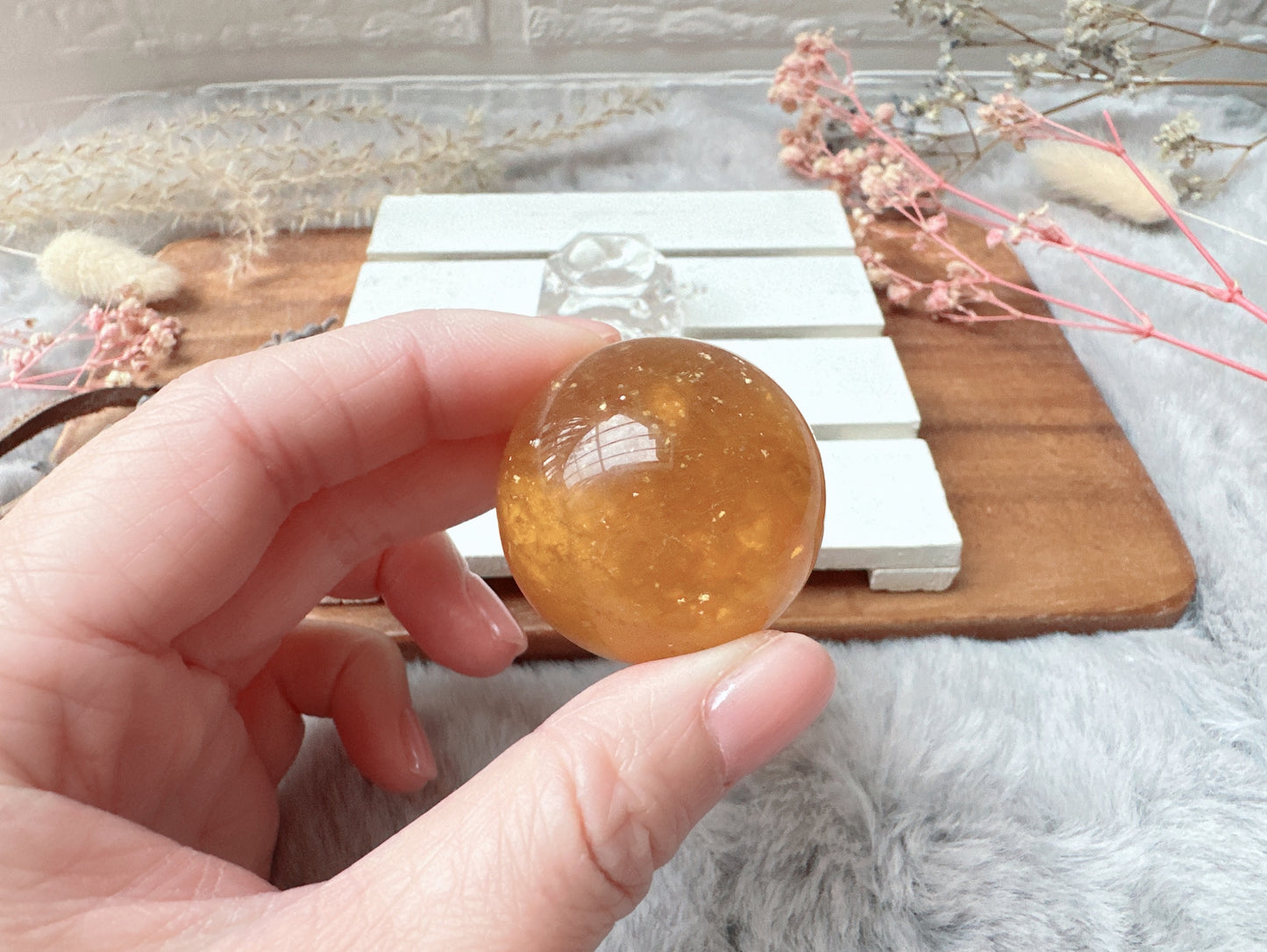 Small Yellow Fluorite with Mica Sphere