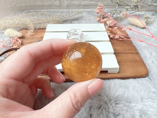 Small Yellow Fluorite with Mica Sphere