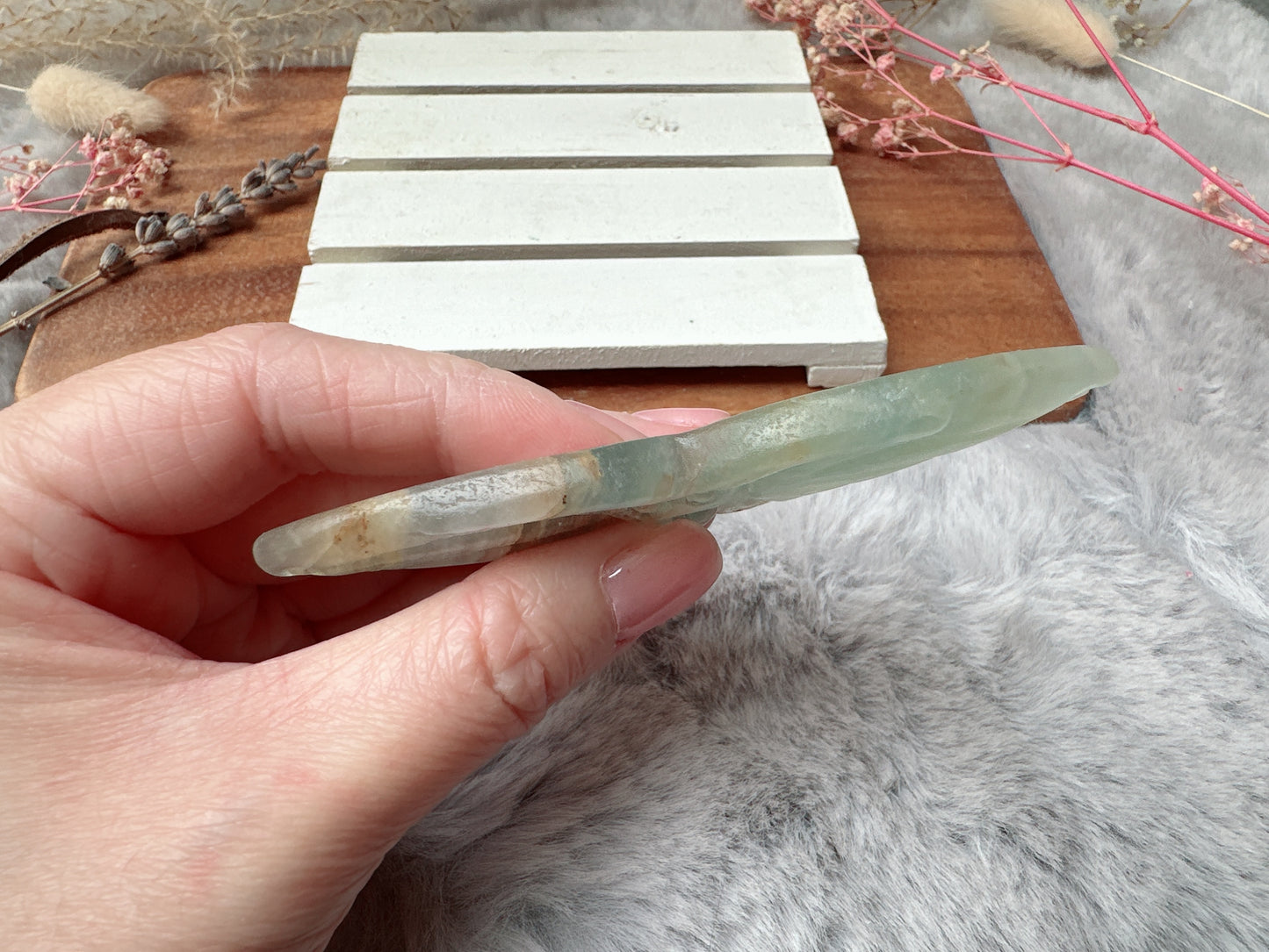 Lemurian Aquatine Calcite Flat Butterfly