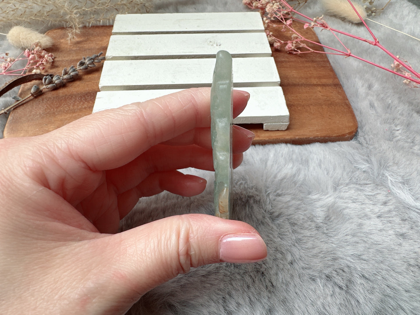 Lemurian Aquatine Calcite Flat Butterfly