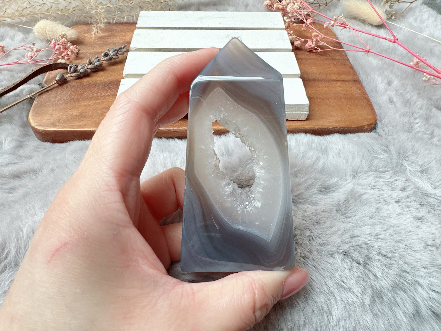 Small Agate Tower with Druzy