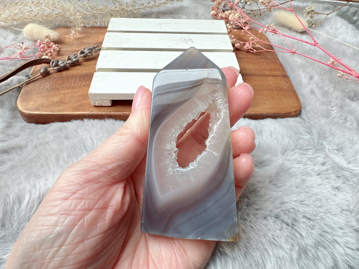 Small Agate Tower with Druzy