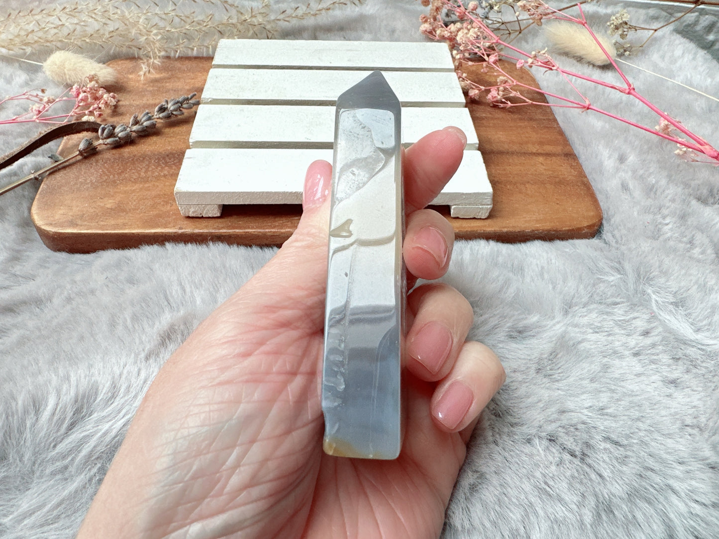 Small Agate Tower with Druzy