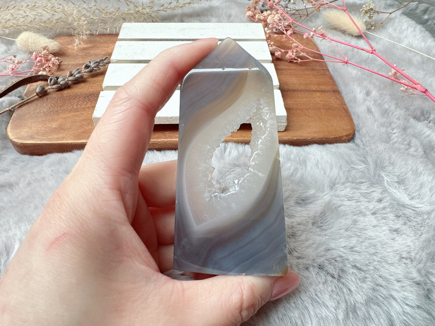 Small Agate Tower with Druzy