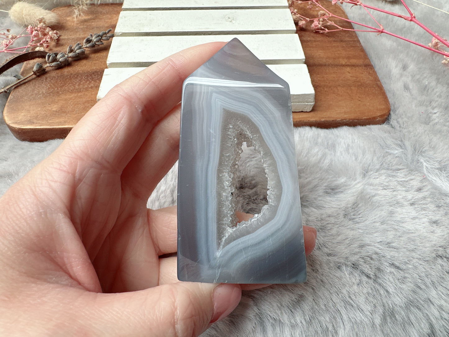 Small Agate Tower with Druzy