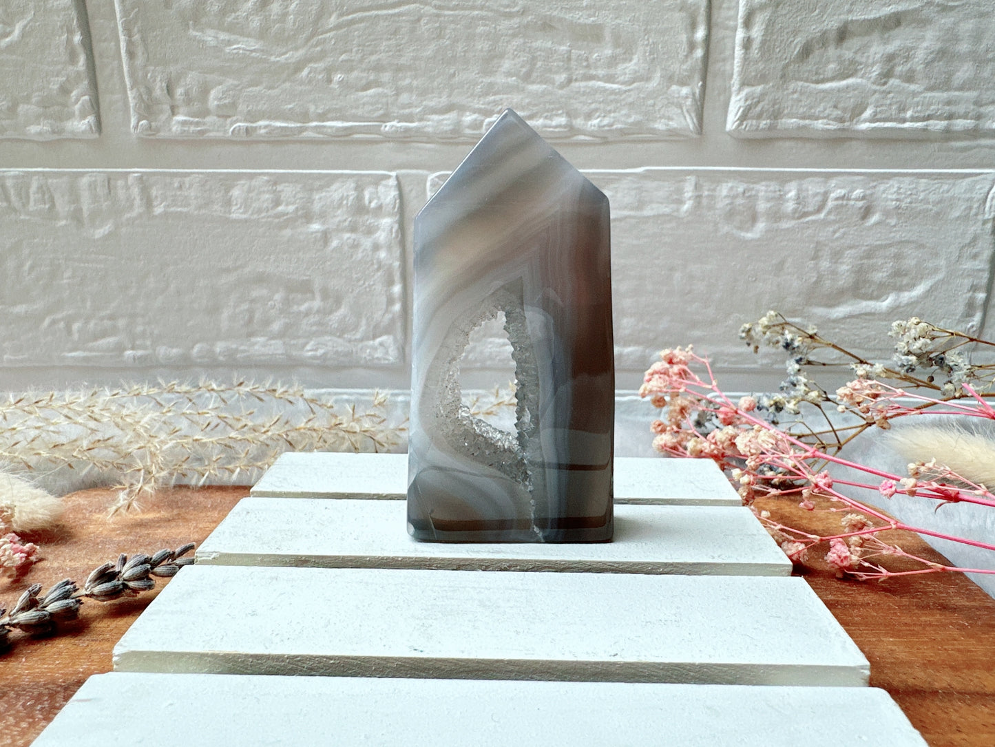 Small Agate Tower with Druzy