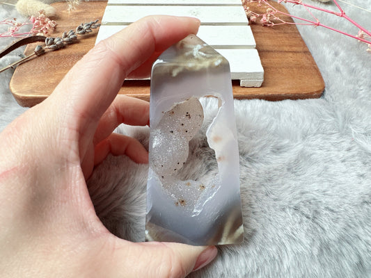 Small Agate Tower with Druzy