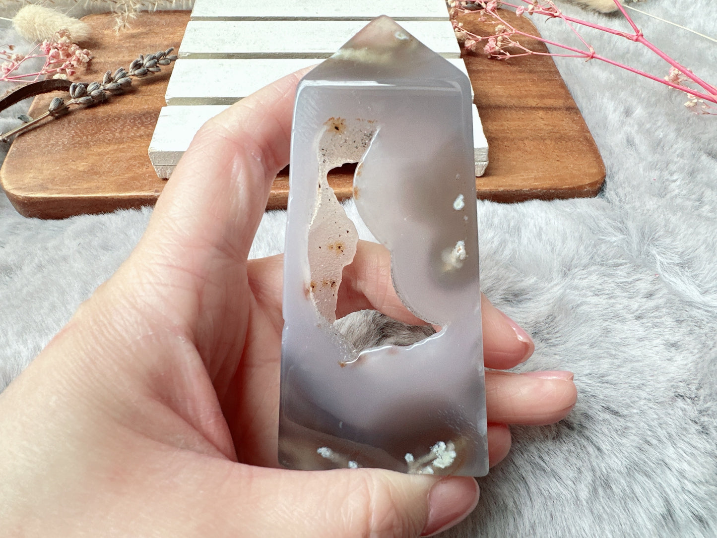 Small Agate Tower with Druzy