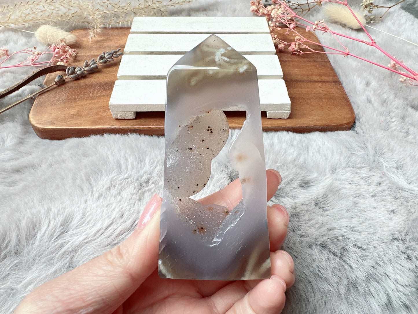 Small Agate Tower with Druzy