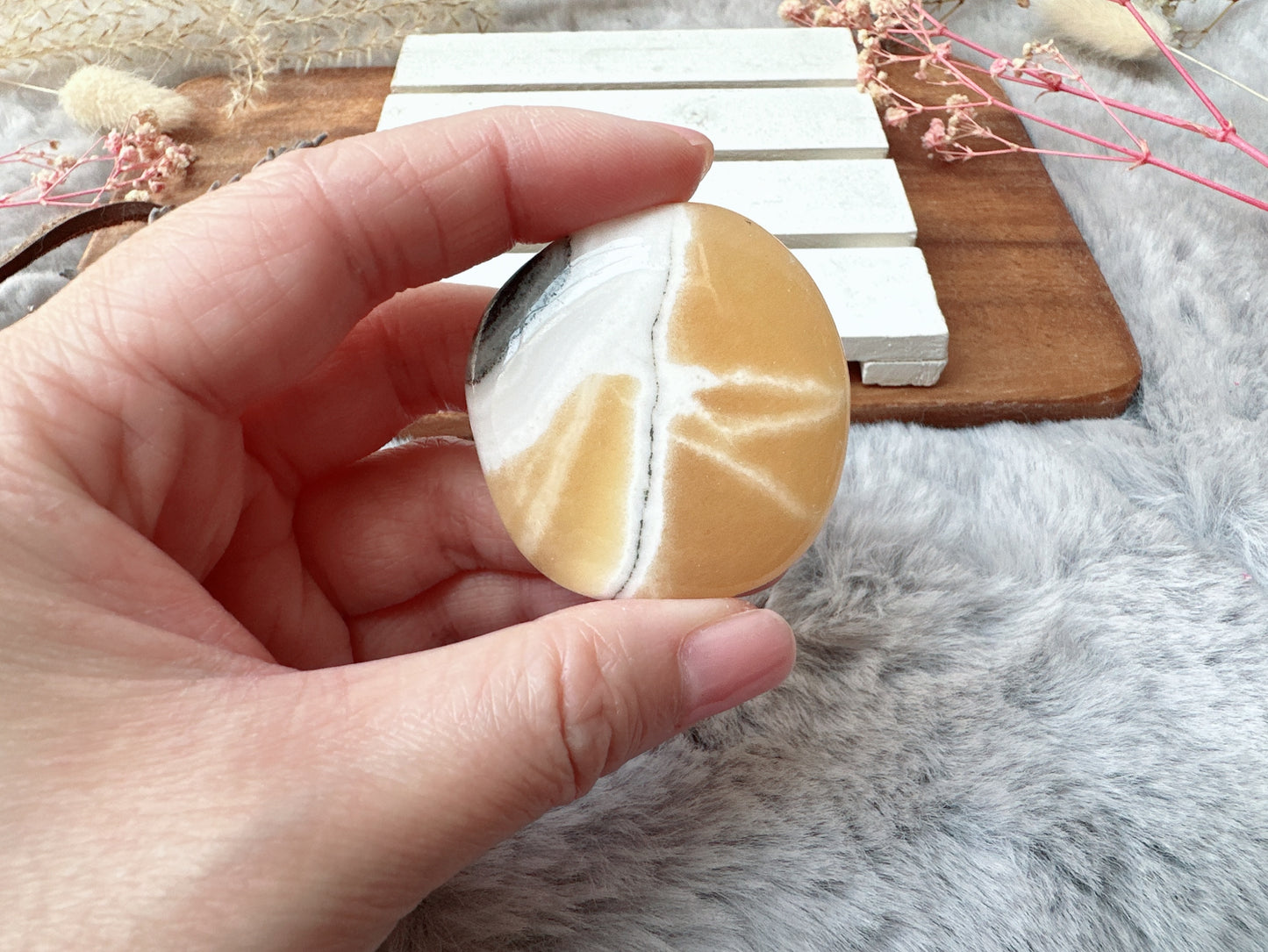Orange Calcite Flat Stone