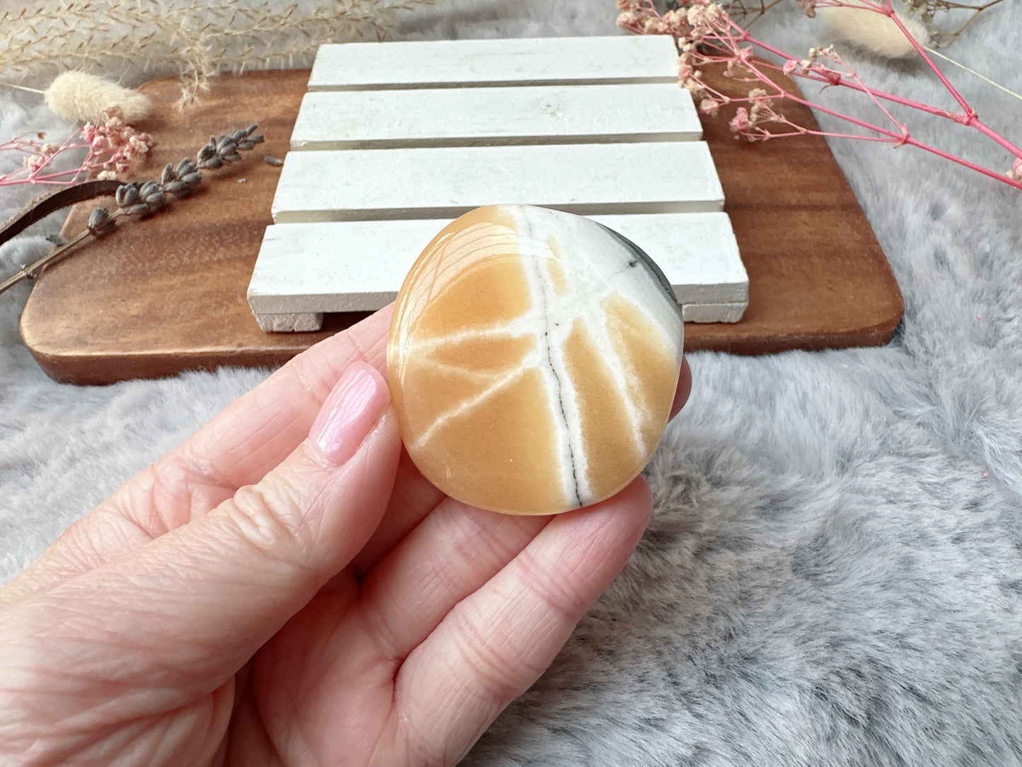 Orange Calcite Flat Stone