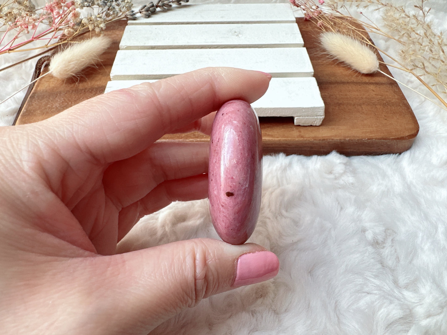 Small Pink Opal Palm Stone