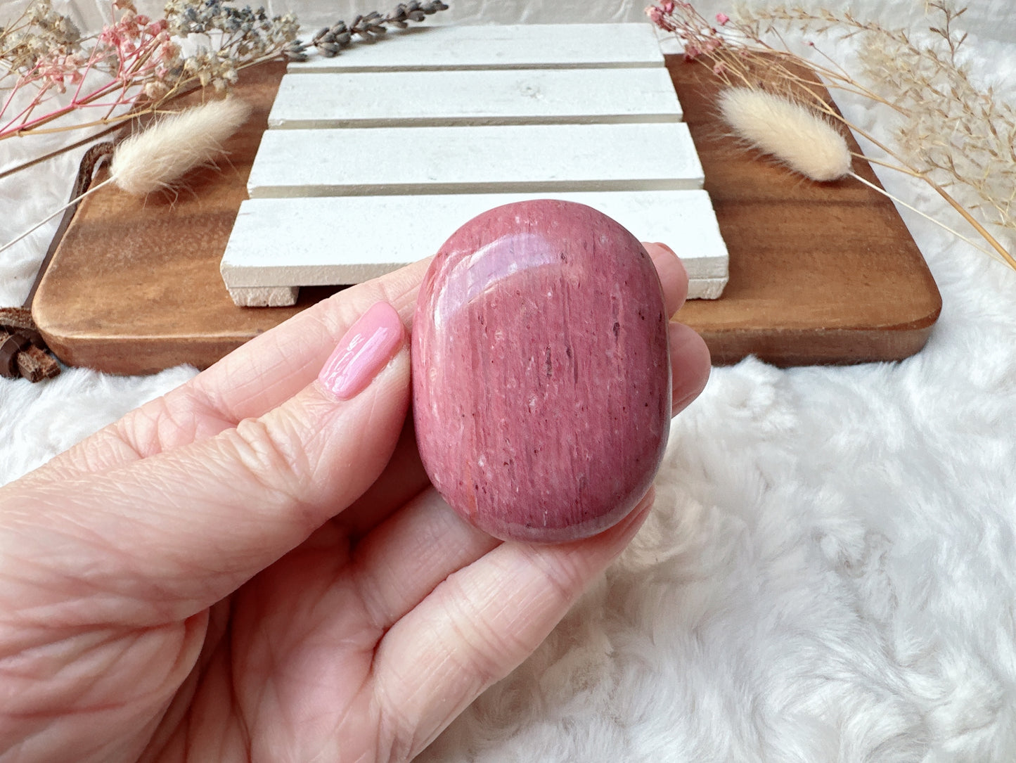 Small Pink Opal Palm Stone