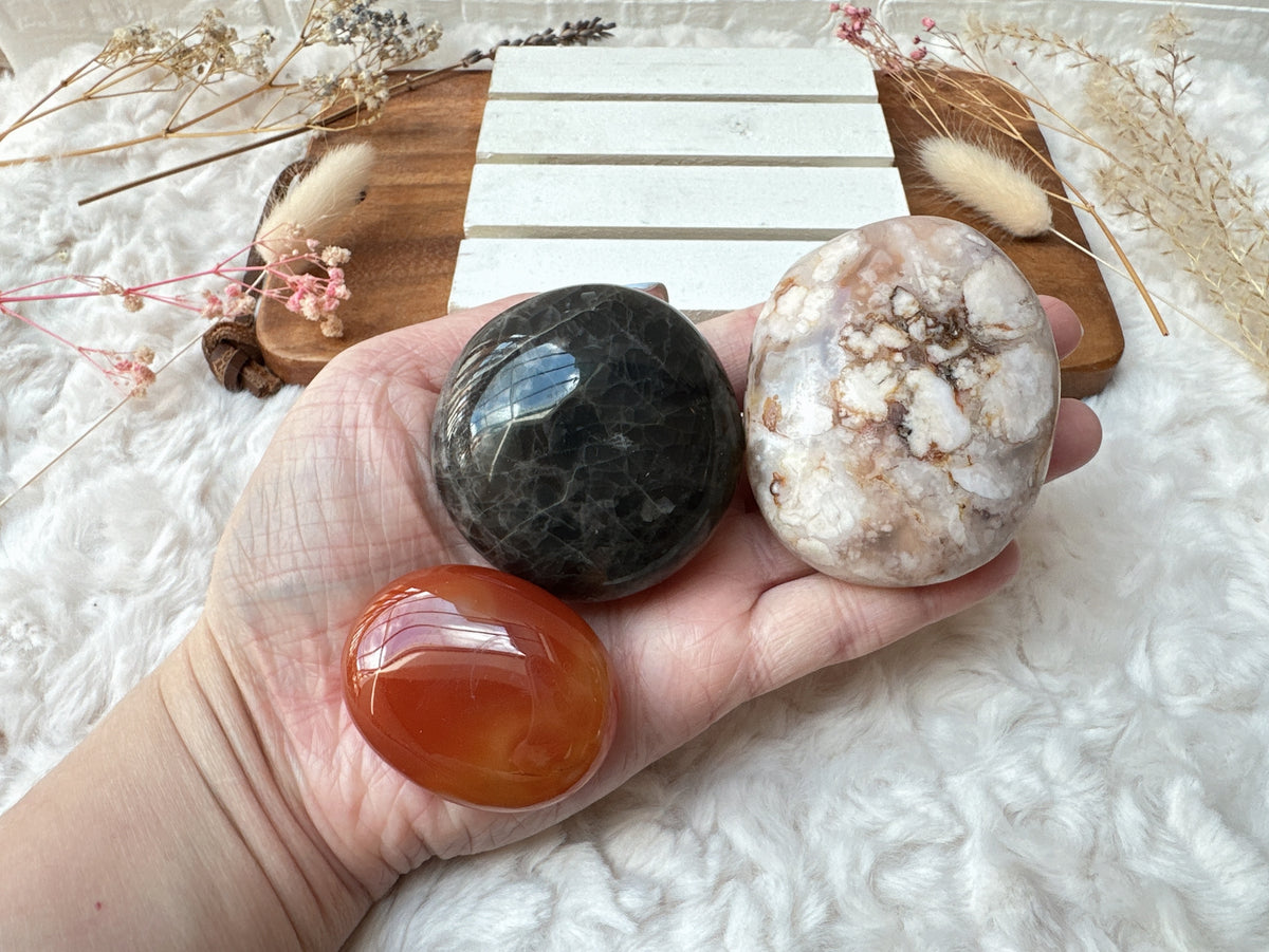 Set of 3 Crystal Palm Stones Bundle (Imperfect)