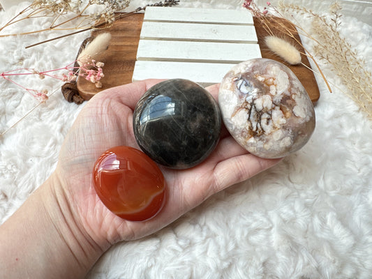 Set of 3 Crystal Palm Stones Bundle (Imperfect)