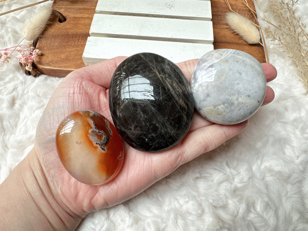 Set of 3 Crystal Palm Stones Bundle (Imperfect)