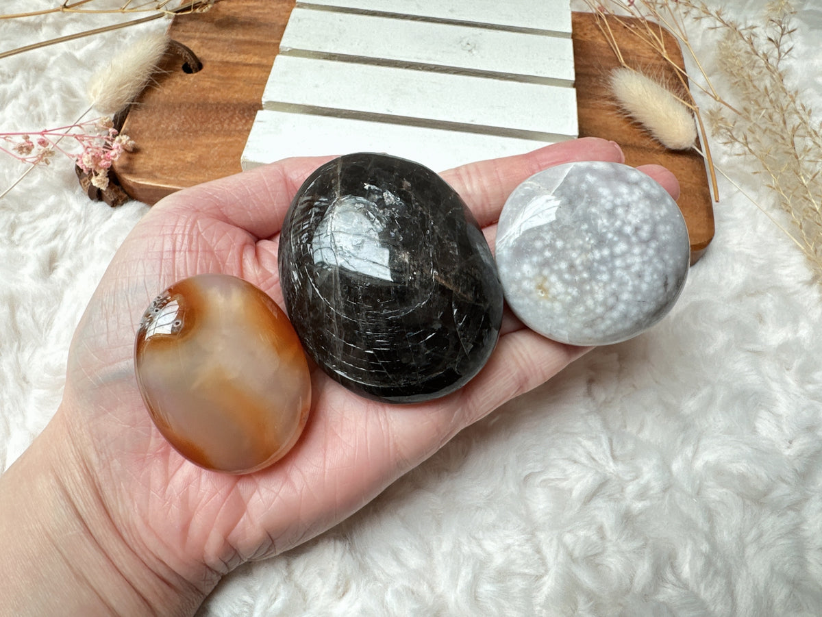 Set of 3 Crystal Palm Stones Bundle (Imperfect)