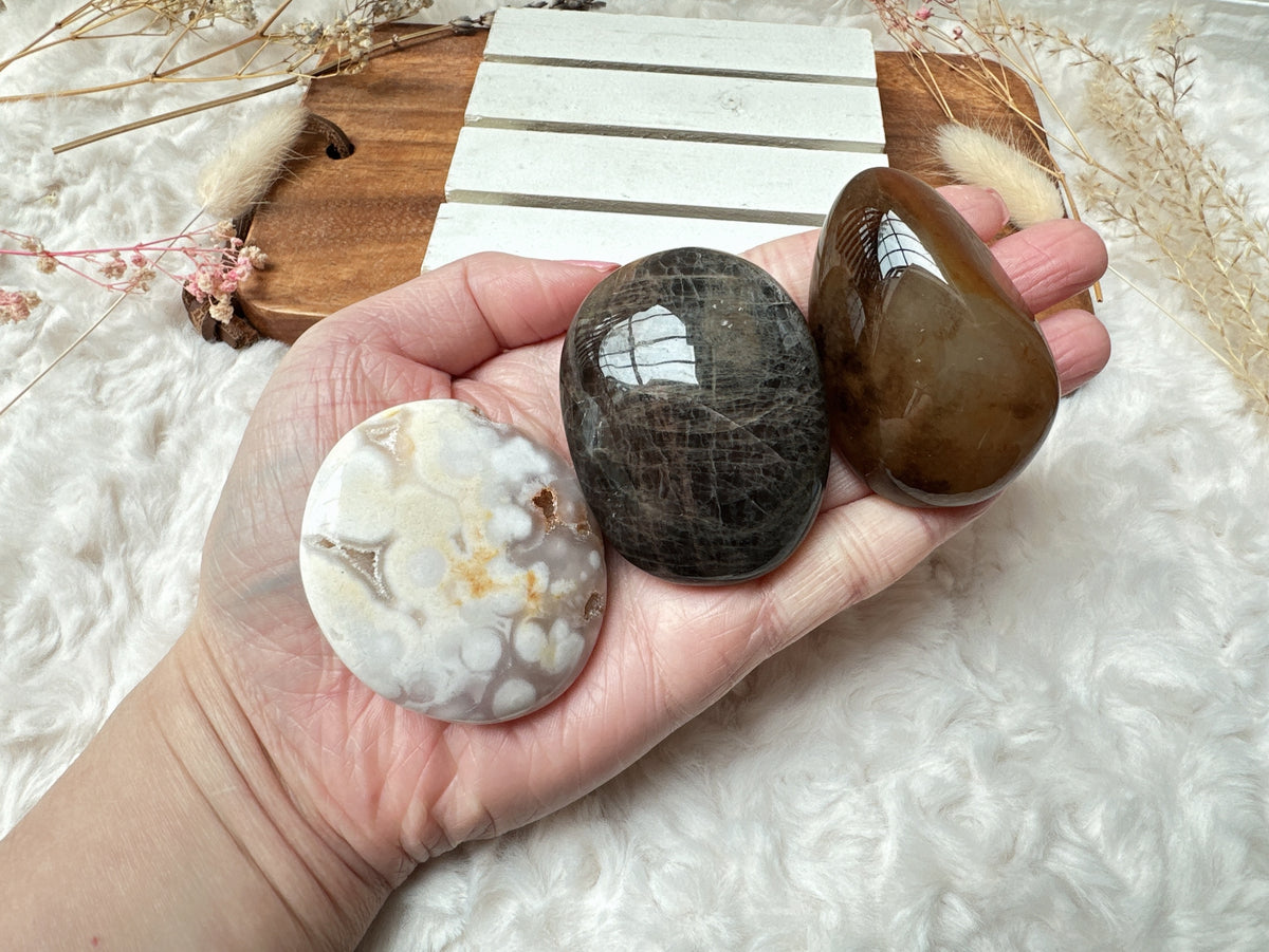 Set of 3 Crystal Palm Stones Bundle (Imperfect)