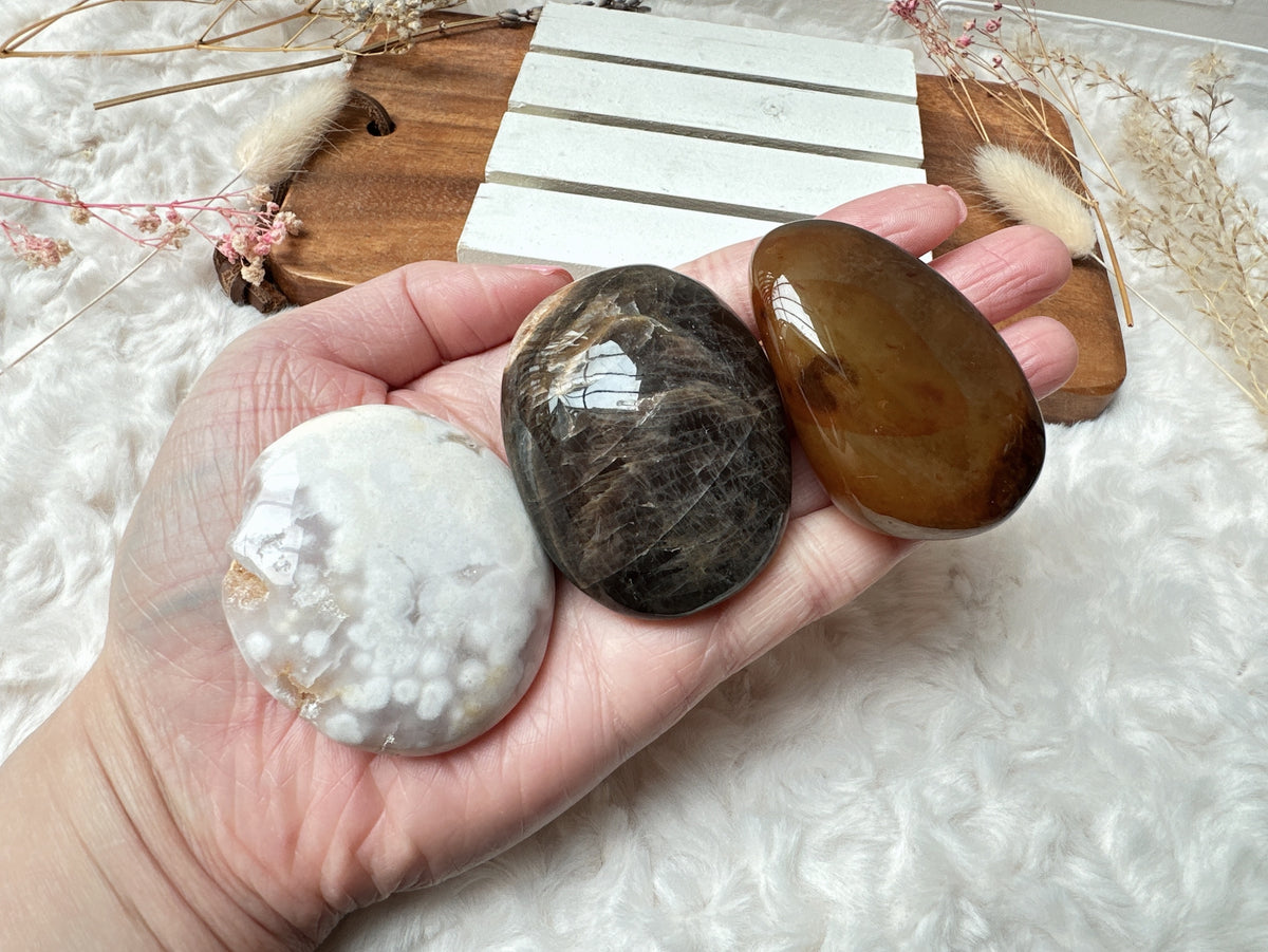 Set of 3 Crystal Palm Stones Bundle (Imperfect)