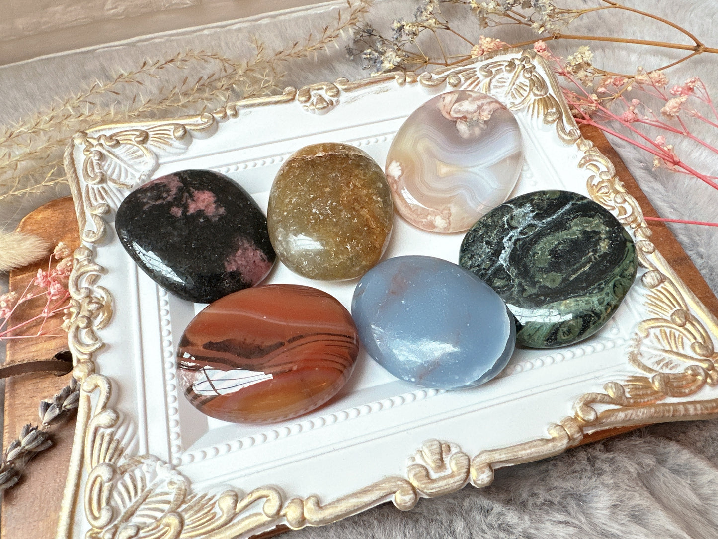 1 lb Imperfect Crystal Flat/Worry/Palm Stones Mystery Bundle