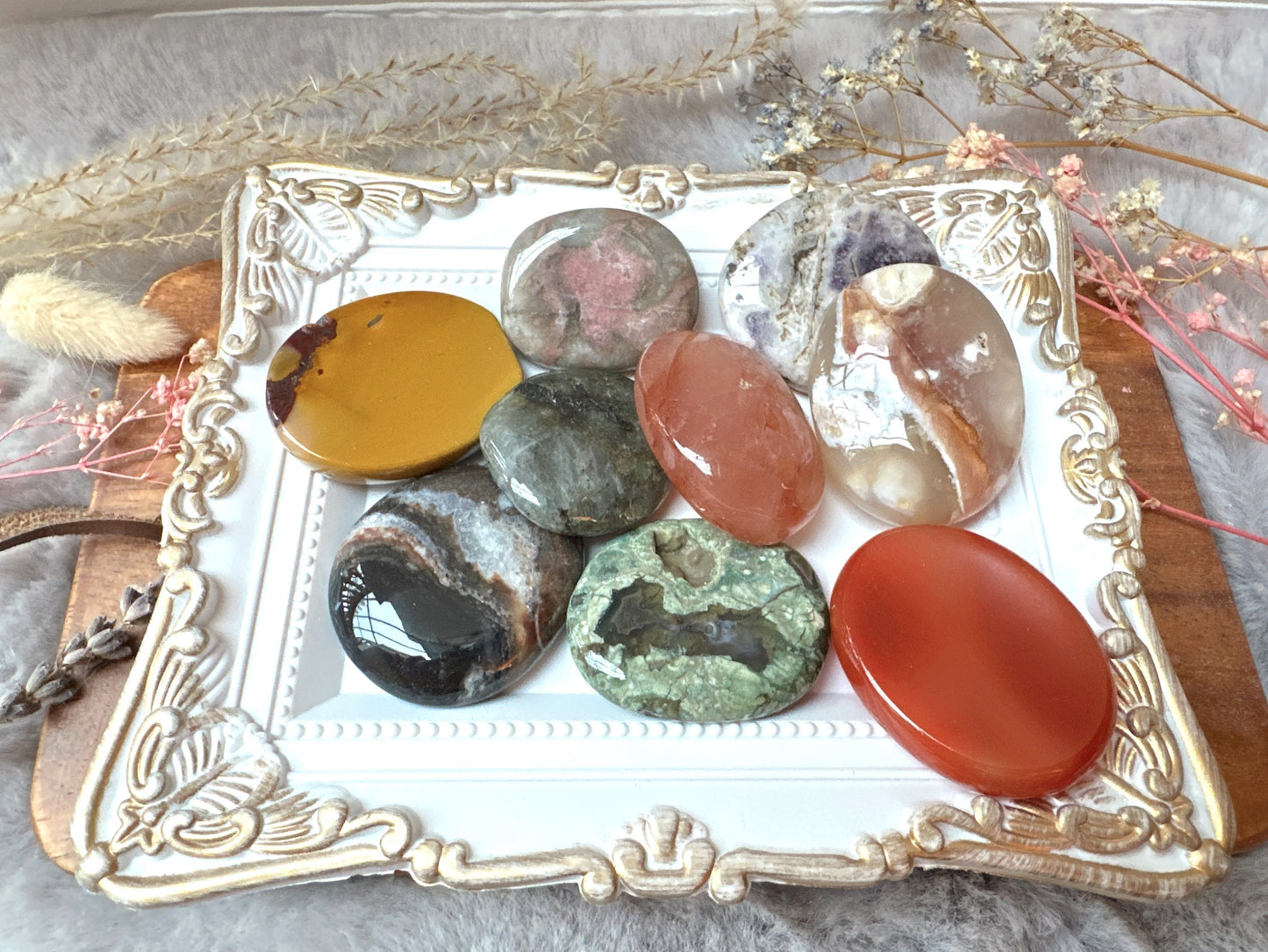 1 lb Imperfect Crystal Flat/Worry/Palm Stones Mystery Bundle